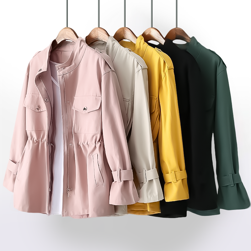 Women’s Lightweight Trench Coat Jacket with Adjustable Waist Fit