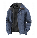 Men’s Hooded Winter Jacket Casual Zip-Up Coat with Pockets
