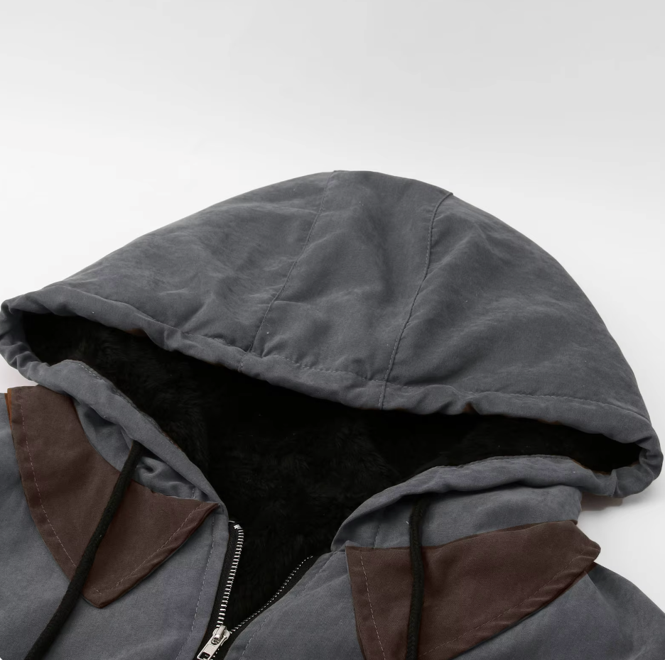 Men’s Hooded Winter Jacket Casual Zip-Up Coat with Pockets