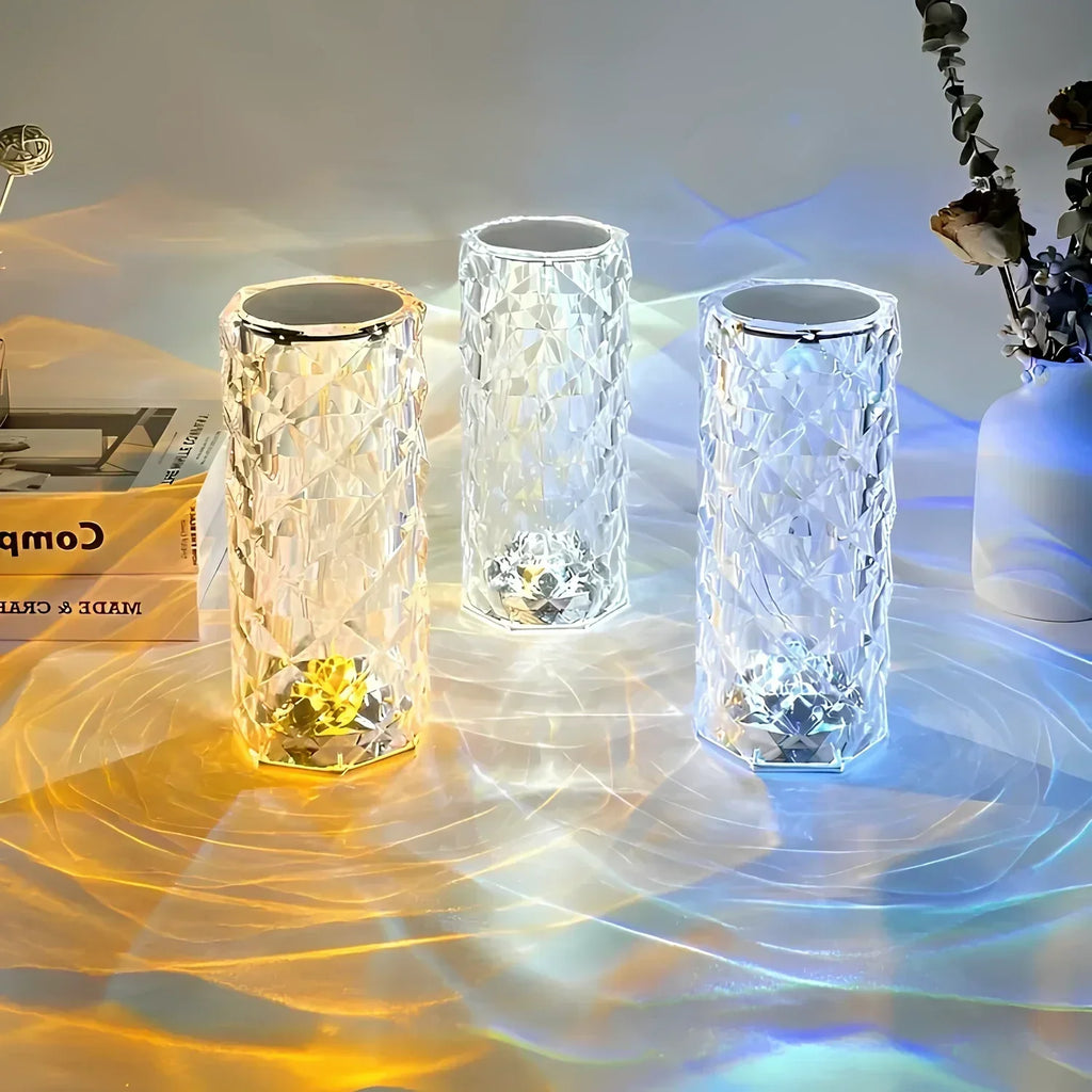 Crystal Table Lamp Touch Control Dimmable Rechargeable LED Light