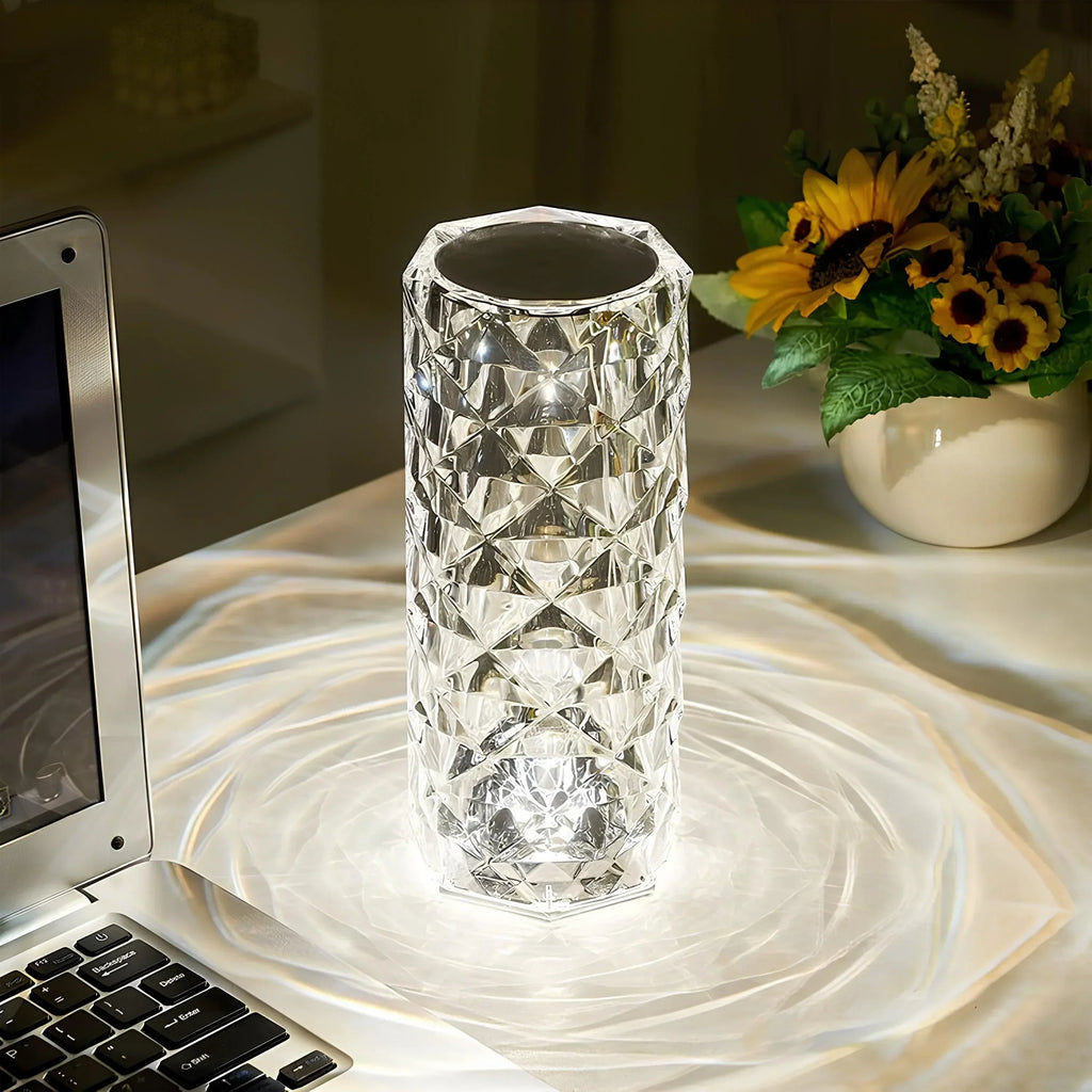 Crystal Table Lamp Touch Control Dimmable Rechargeable LED Light