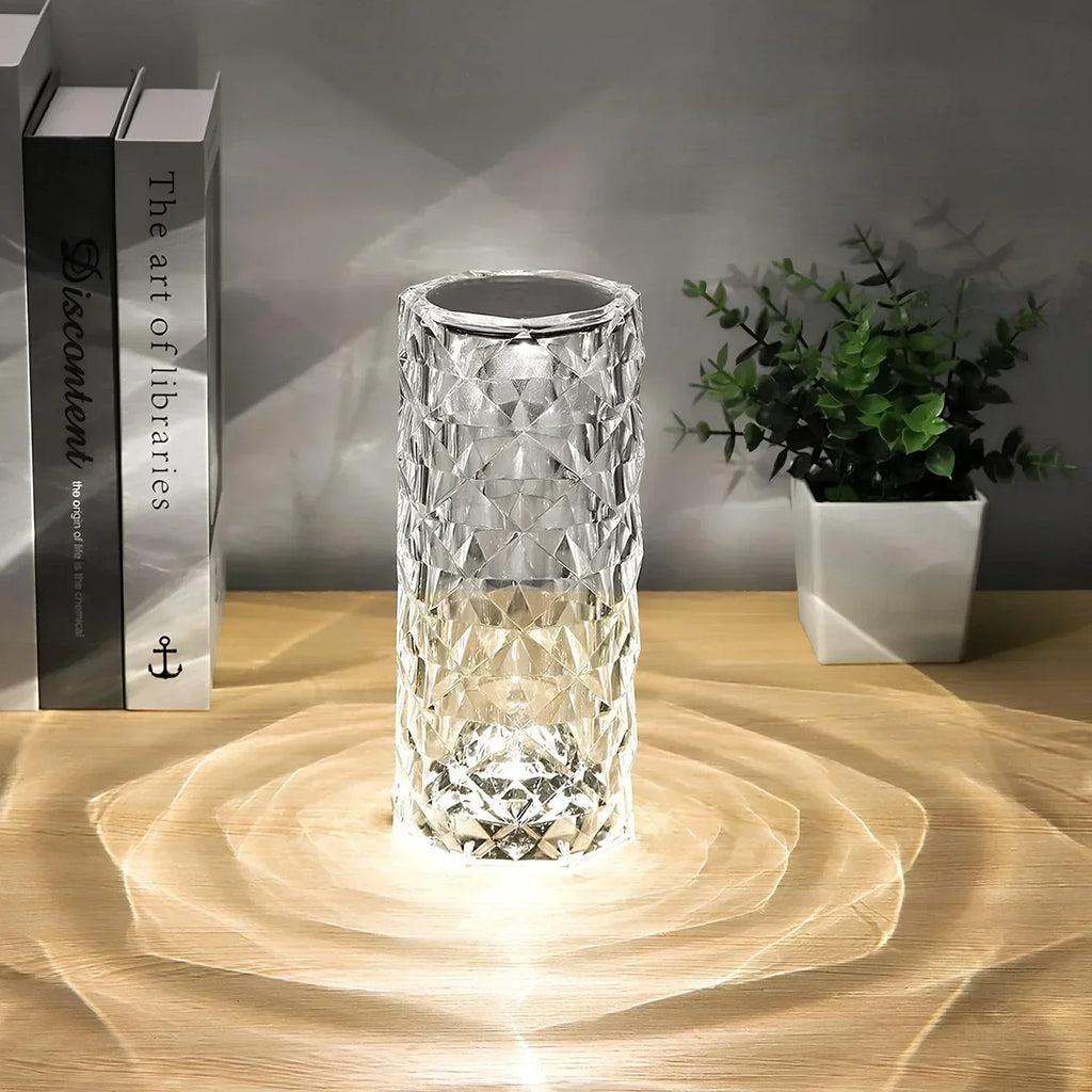 Crystal Table Lamp Touch Control Dimmable Rechargeable LED Light