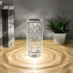 Crystal Table Lamp Touch Control Dimmable Rechargeable LED Light