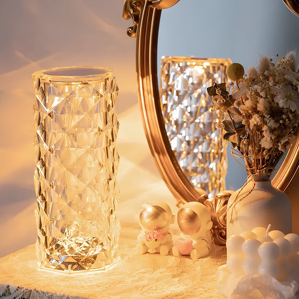 Crystal Table Lamp Touch Control Dimmable Rechargeable LED Light