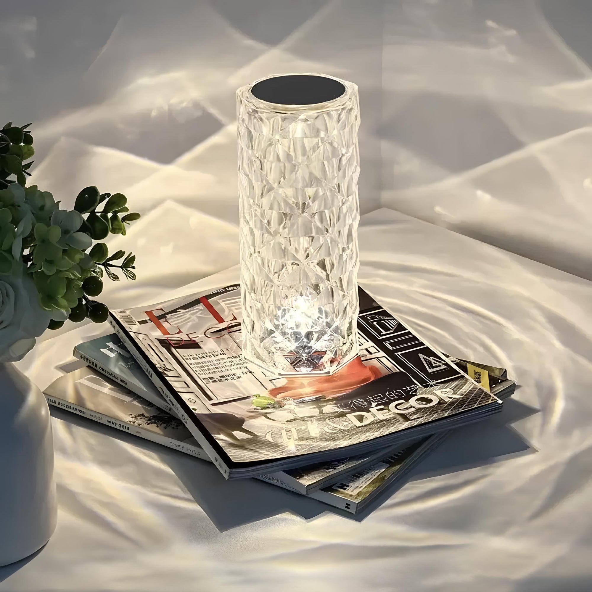 Crystal Table Lamp Touch Control Dimmable Rechargeable LED Light