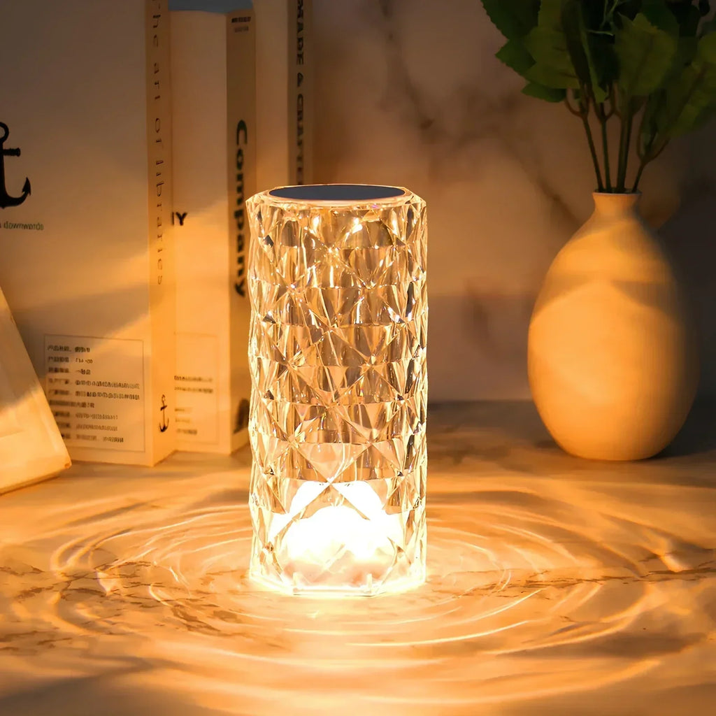 Crystal Table Lamp Touch Control Dimmable Rechargeable LED Light
