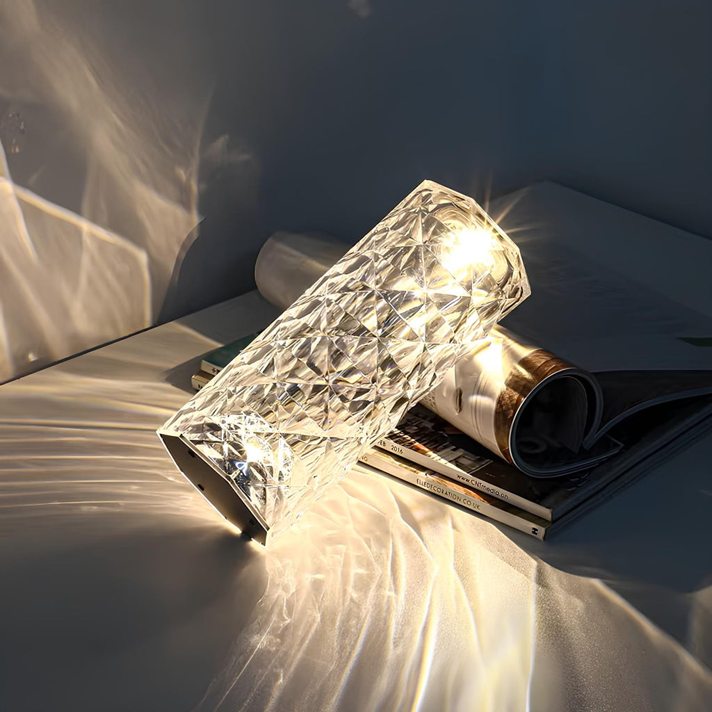 Crystal Table Lamp Touch Control Dimmable Rechargeable LED Light