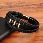 Leather Men's Bracelet Circular Leather Bracelet for Men