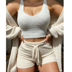 Women 3-Piece Pajama Set with Robe Sleepwear Set