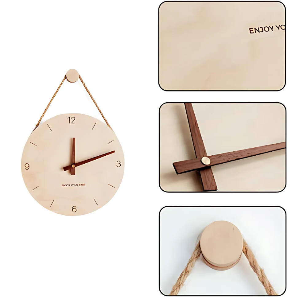 Wood Wall Clock Round Silent