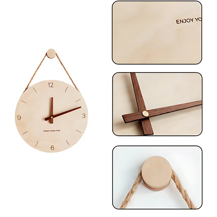 Wood Wall Clock Round Silent